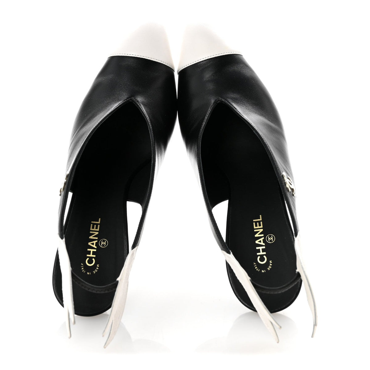 Lambskin Slingback Pumps 39.5 Black White