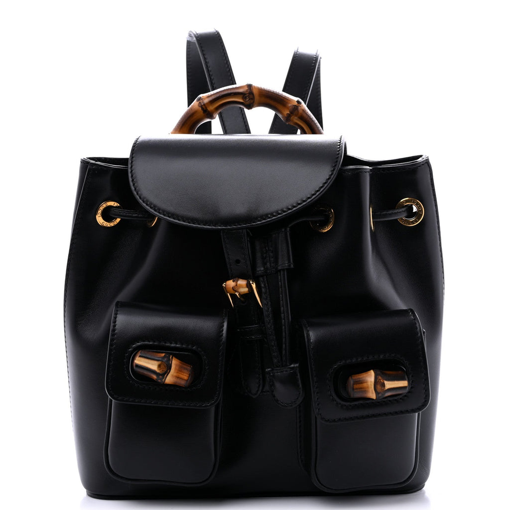 Calfskin Bamboo Backpack Black