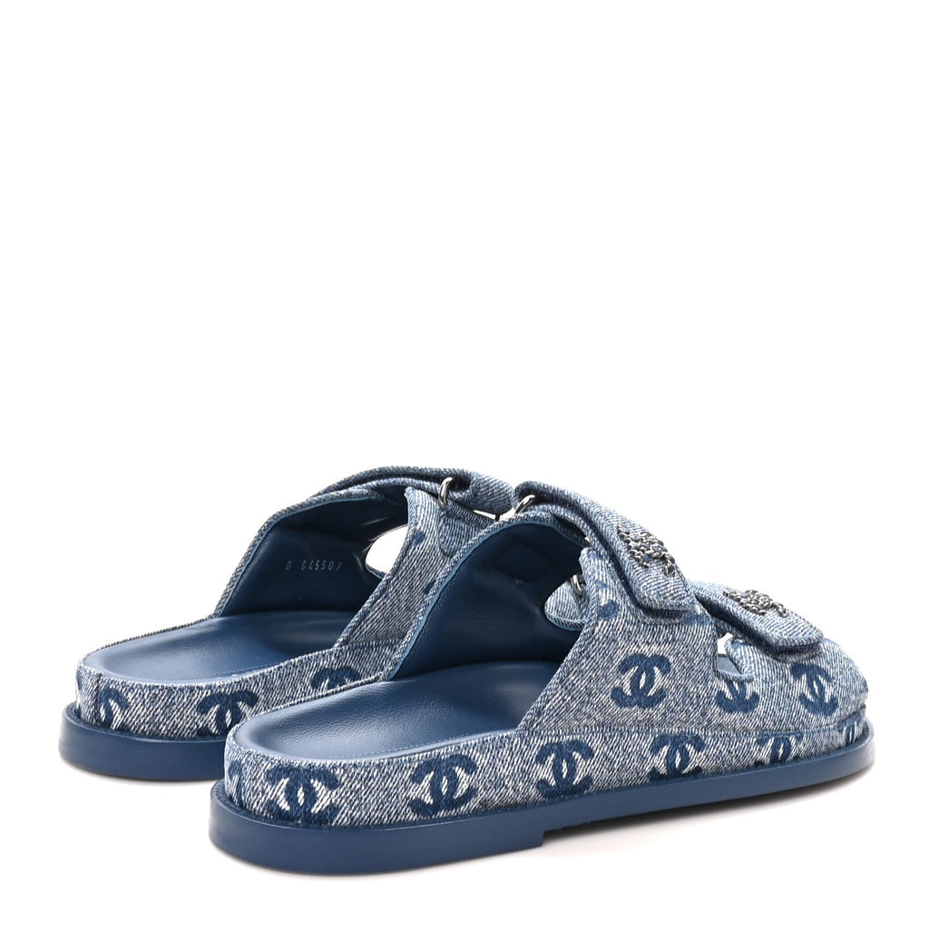 Denim CC Velcro Dad Chain CC Slide Sandals 39 Blue