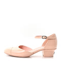 Patent Calfskin Cap Toe Slingback Pumps 35.5 Light Pink
