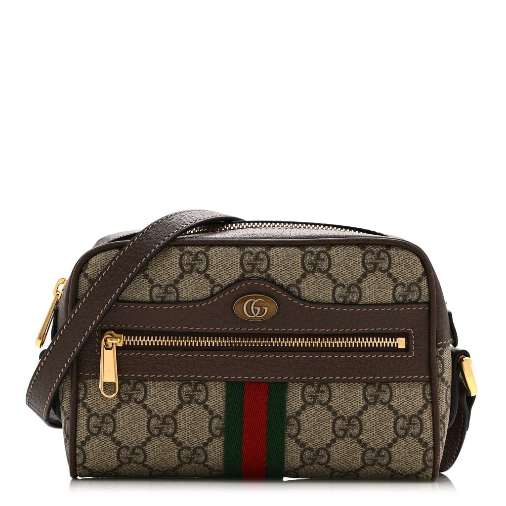 GG Supreme Monogram Web Mini Ophidia Shoulder Bag Brown