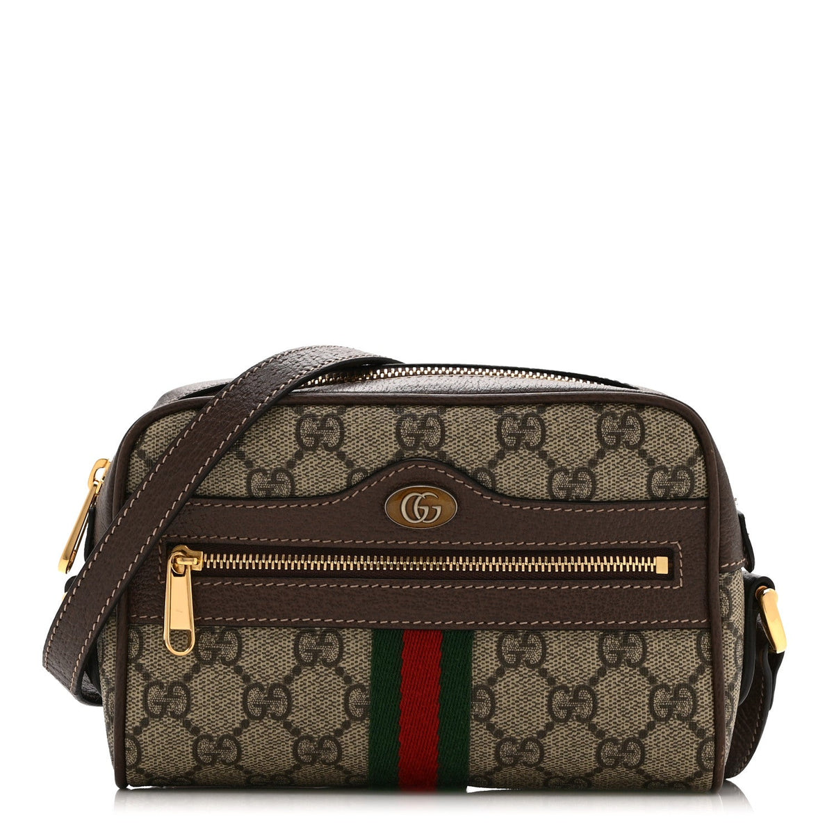 GG Supreme Monogram Web Mini Ophidia Shoulder Bag Brown