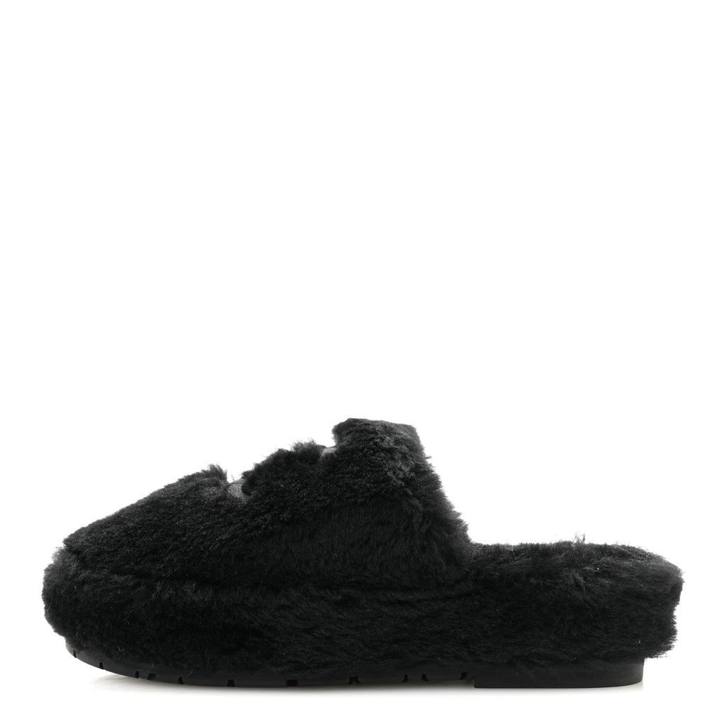 Shearling CC Flat Mules 35 Black
