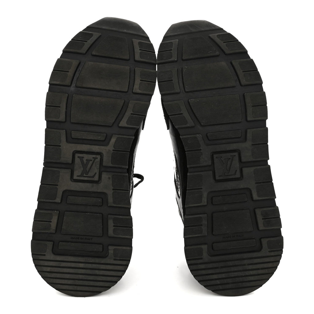 Suede Calfskin Mesh Mens Run Away Sneakers 7 Black