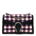 Vintage Tweed Check Small Dionysus Shoulder Bag White Hibiscus Red Marine