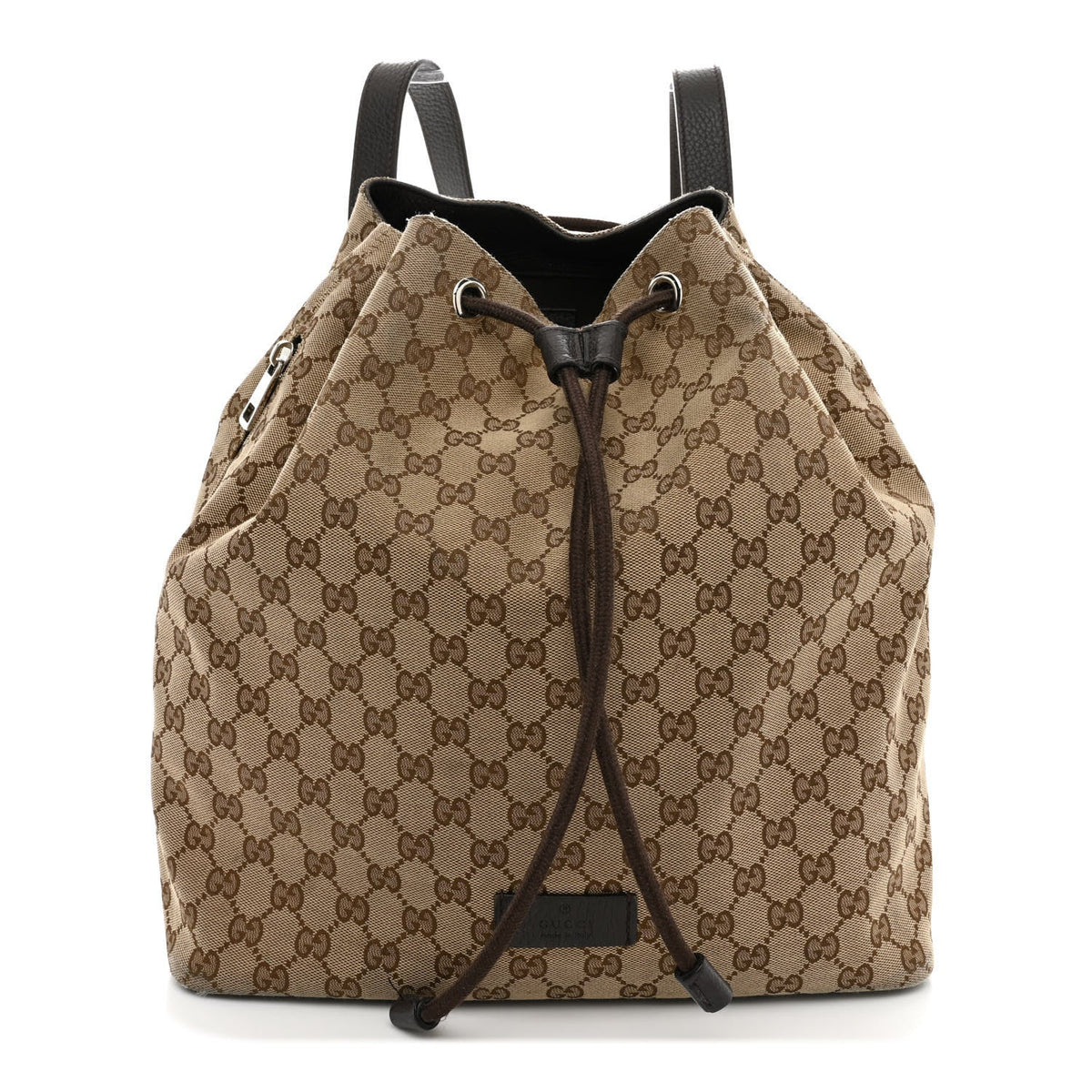 Monogram Dollar Calfskin O Drawstring Backpack Beige Ebony Testa di Moro Dark Chocolate