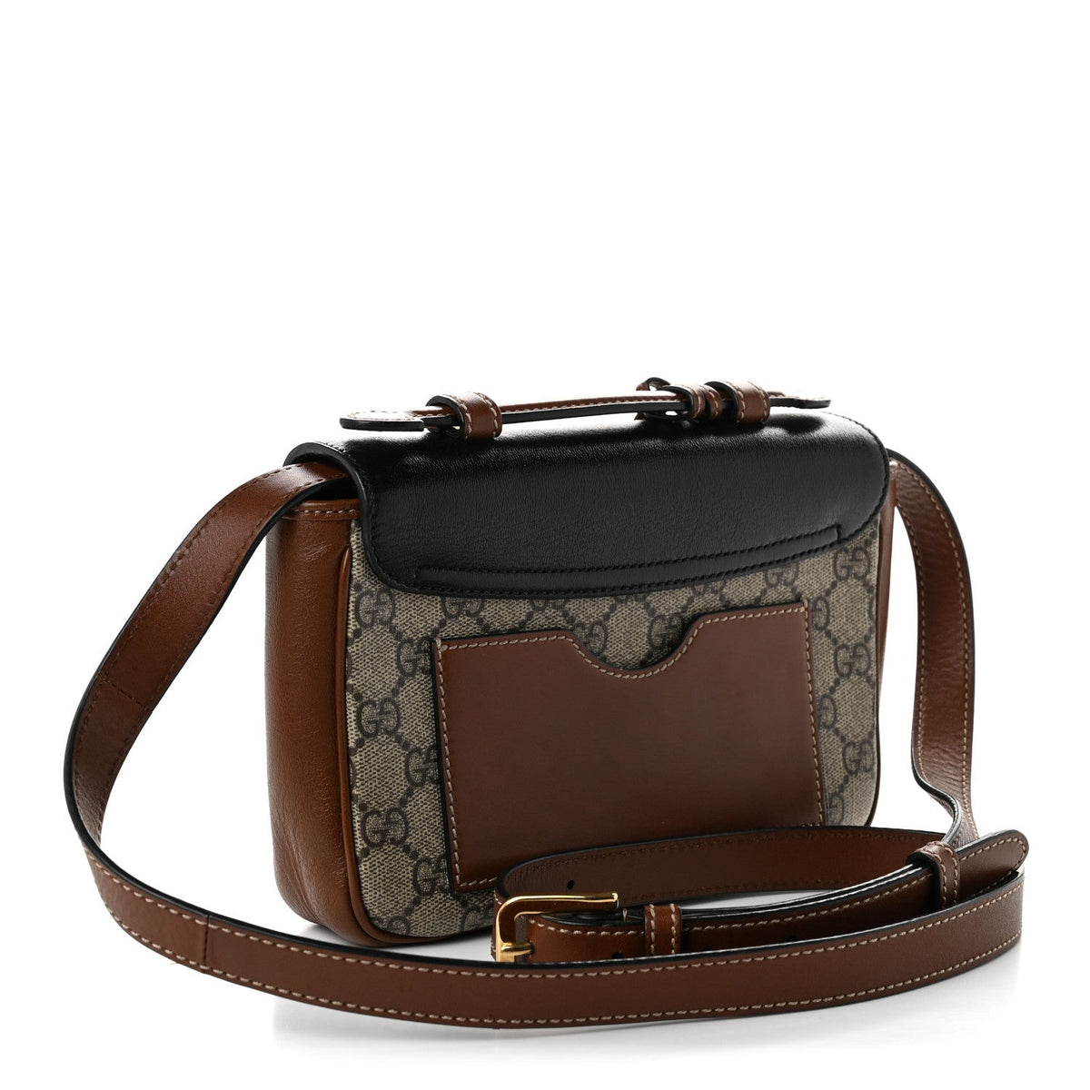 GG Supreme Monogram New Sakai Lux Calfskin Mini Padlock Flap Pocket Shoulder Bag Beige Ebony Black Cuir