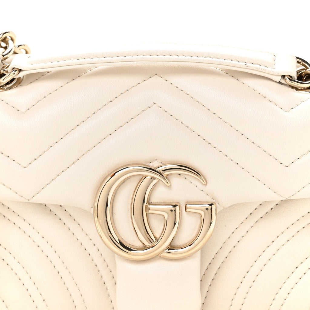 Lambskin Matelasse Small GG Marmont Shoulder Bag White