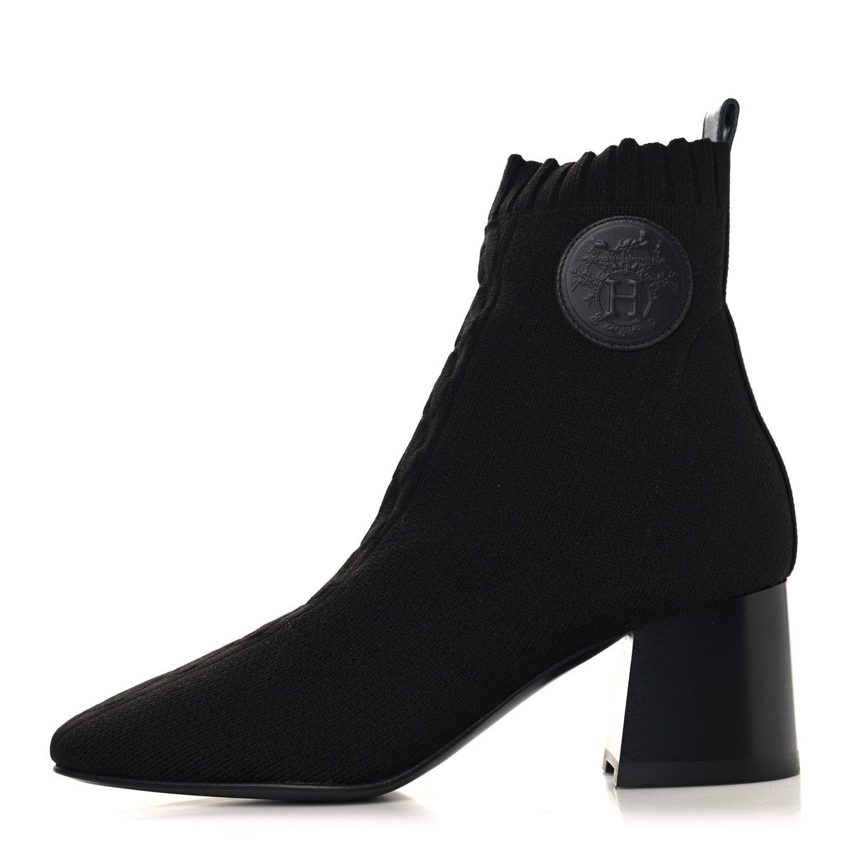 Knit Calfskin Jenna 60 Ankle Boots 36 Black
