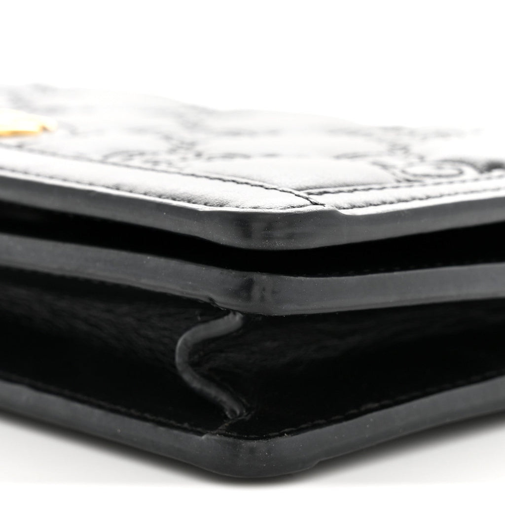 Calfskin GG Matelasse Chain Wallet Black
