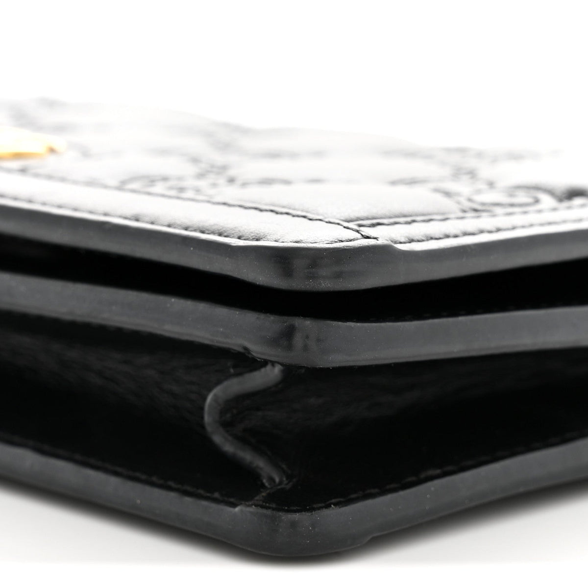 Calfskin GG Matelasse Chain Wallet Black