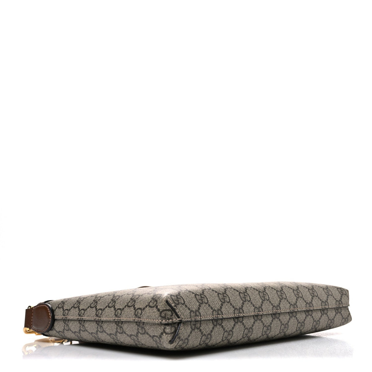 GG Supreme Monogram Azalea Calfskin Retro Interlocking G Wristlet Messenger Bag Beige Ebony Brown Sugar