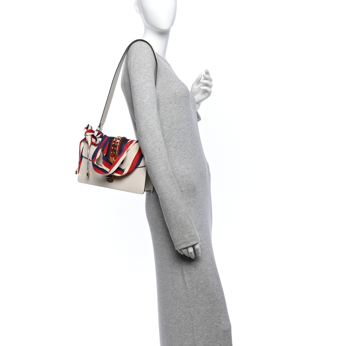 Calfskin Small Sylvie Shoulder Bag Off White