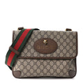 GG Supreme Monogram Web Neo Vintage Double Flap Messenger Bag Beige New Acero