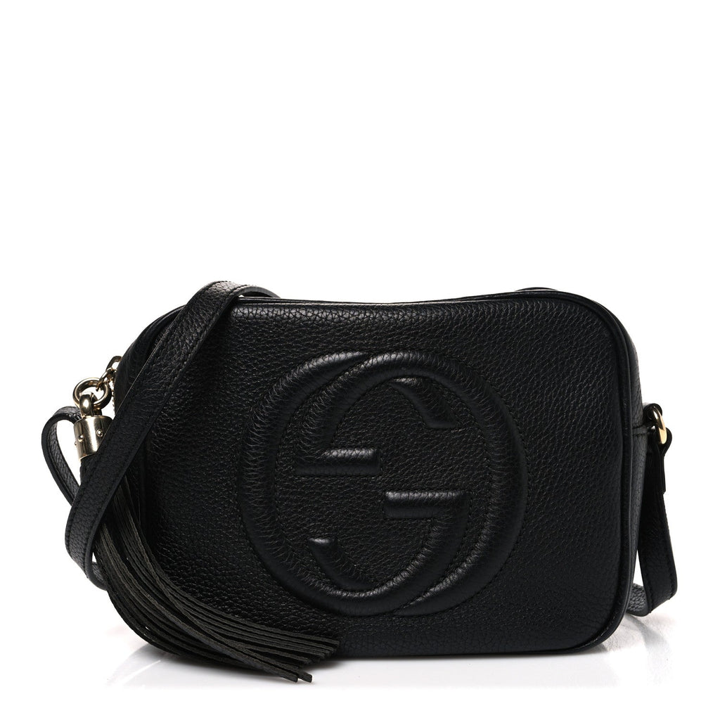 Pebbled Calfskin Small Soho Disco Bag Black