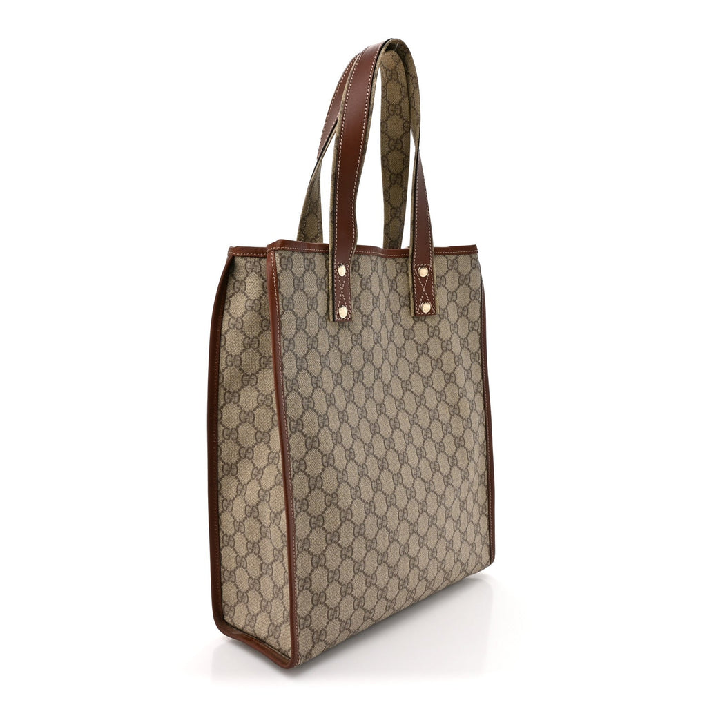 GG Plus Monogram Small Signature Web Loop Vertical Tote Light Brown