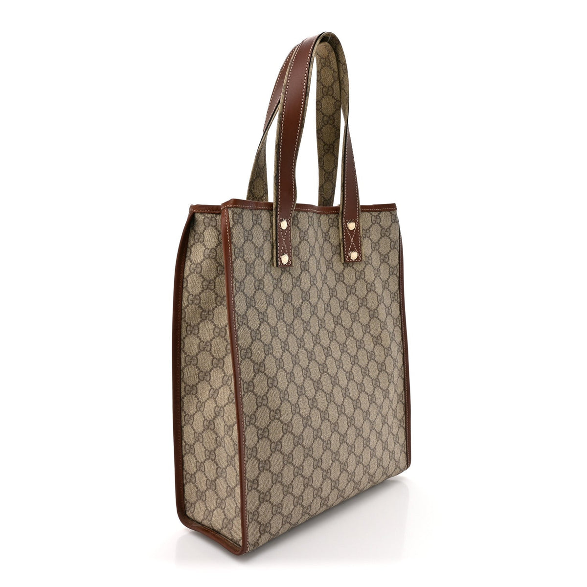 GG Plus Monogram Small Signature Web Loop Vertical Tote Light Brown