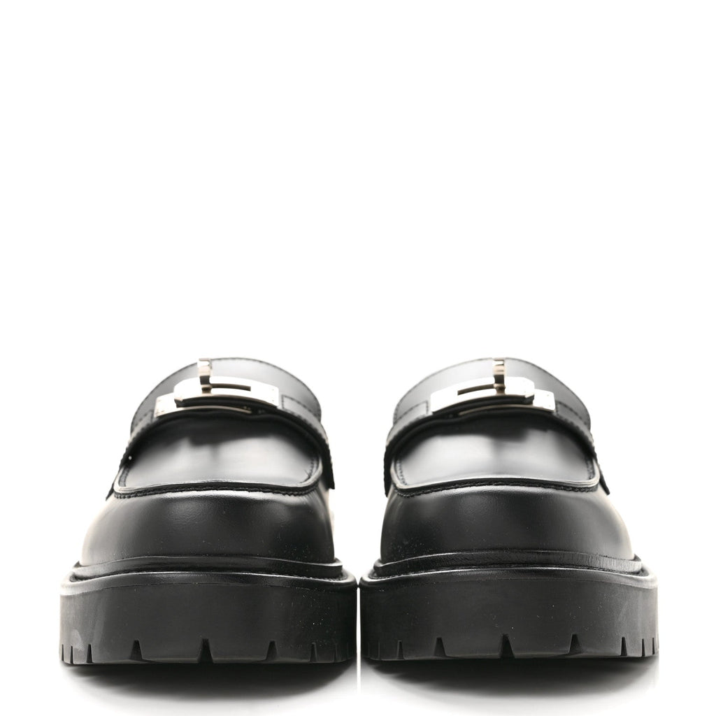 Calfskin Womens Icone Loafers 37 Black