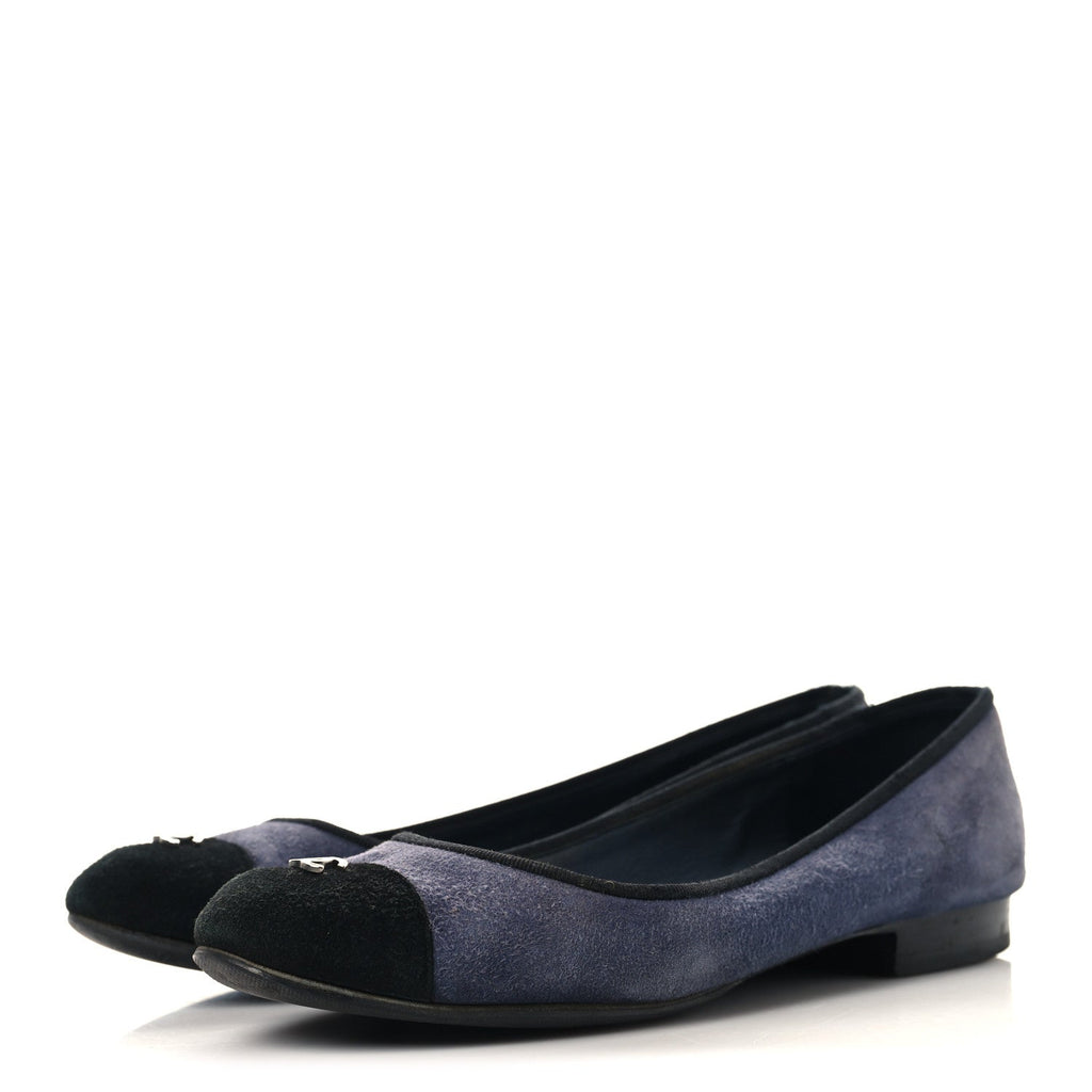 Suede Cap Toe CC Ballerina Flats 38.5 Blue Black