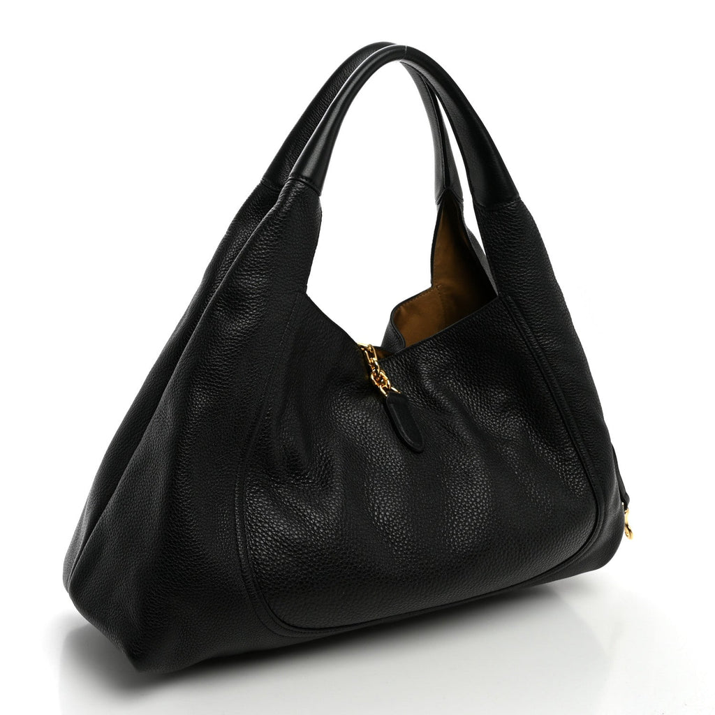 Grained Calfskin Softbit Maxi Shoulder Bag Black