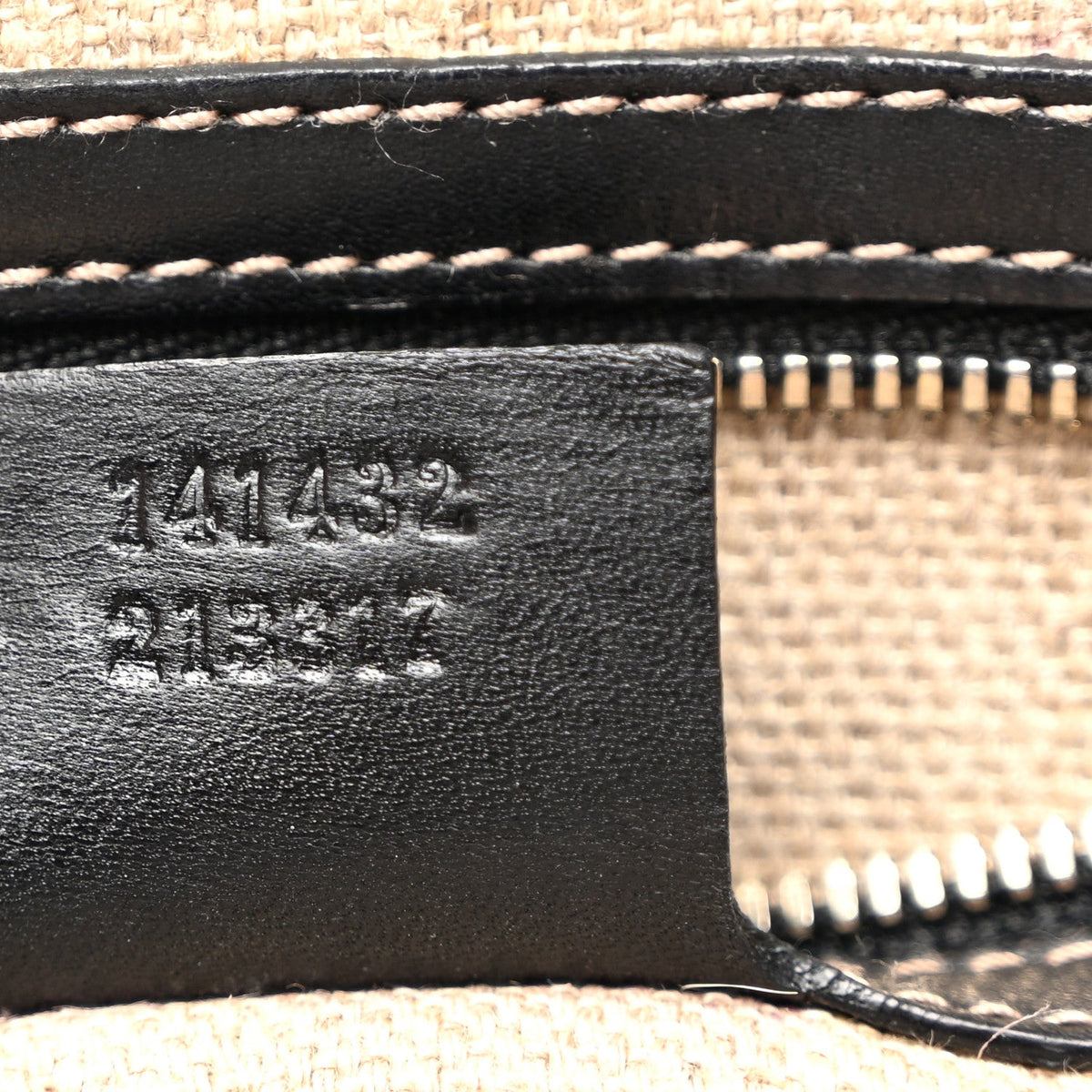Calfskin Canvas Tote Black White
