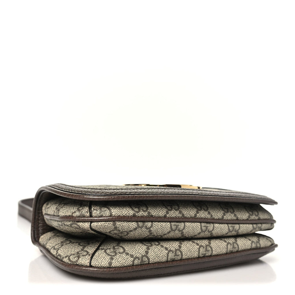 GG Supreme Monogram Textured Dollar Calfskin Mini Blondie Chain Shoulder Flap Bag Beige Ebony New Acero