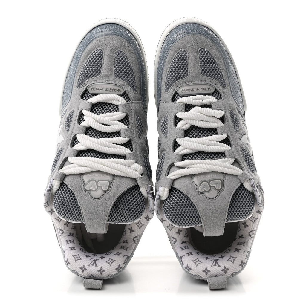 Suede Mesh Mens LV Skate Sneakers 9 Gray