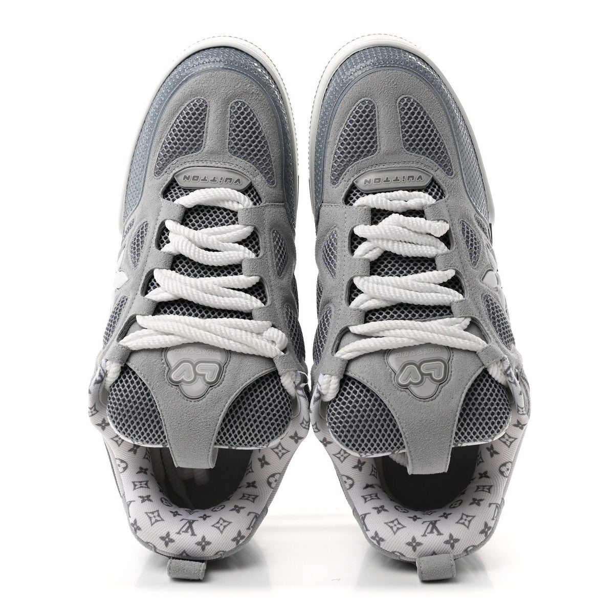 Suede Mesh Mens LV Skate Sneakers 9 Gray