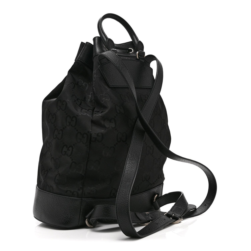 Econyl Nylon Monogram Off The Grid Drawstring Bucket Backpack Black