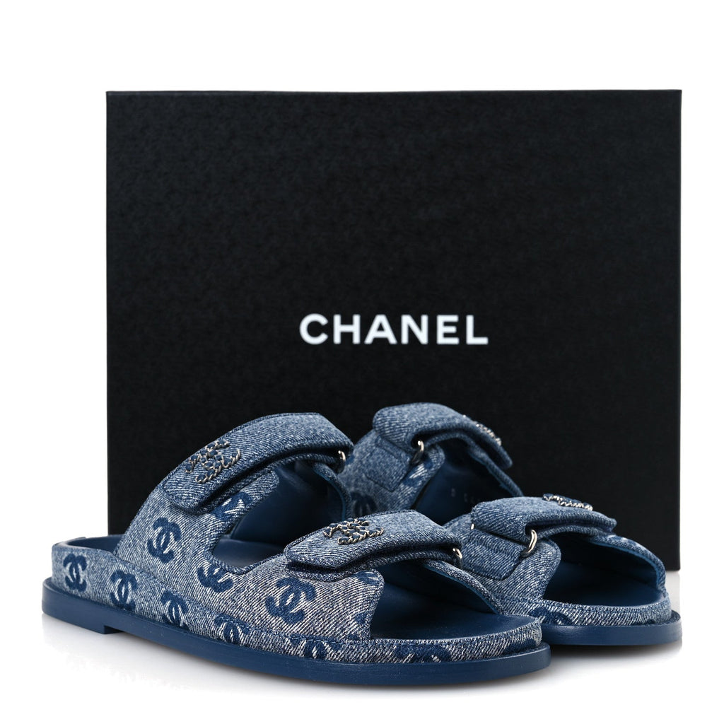 Denim CC Velcro Dad Chain CC Slide Sandals 39 Blue