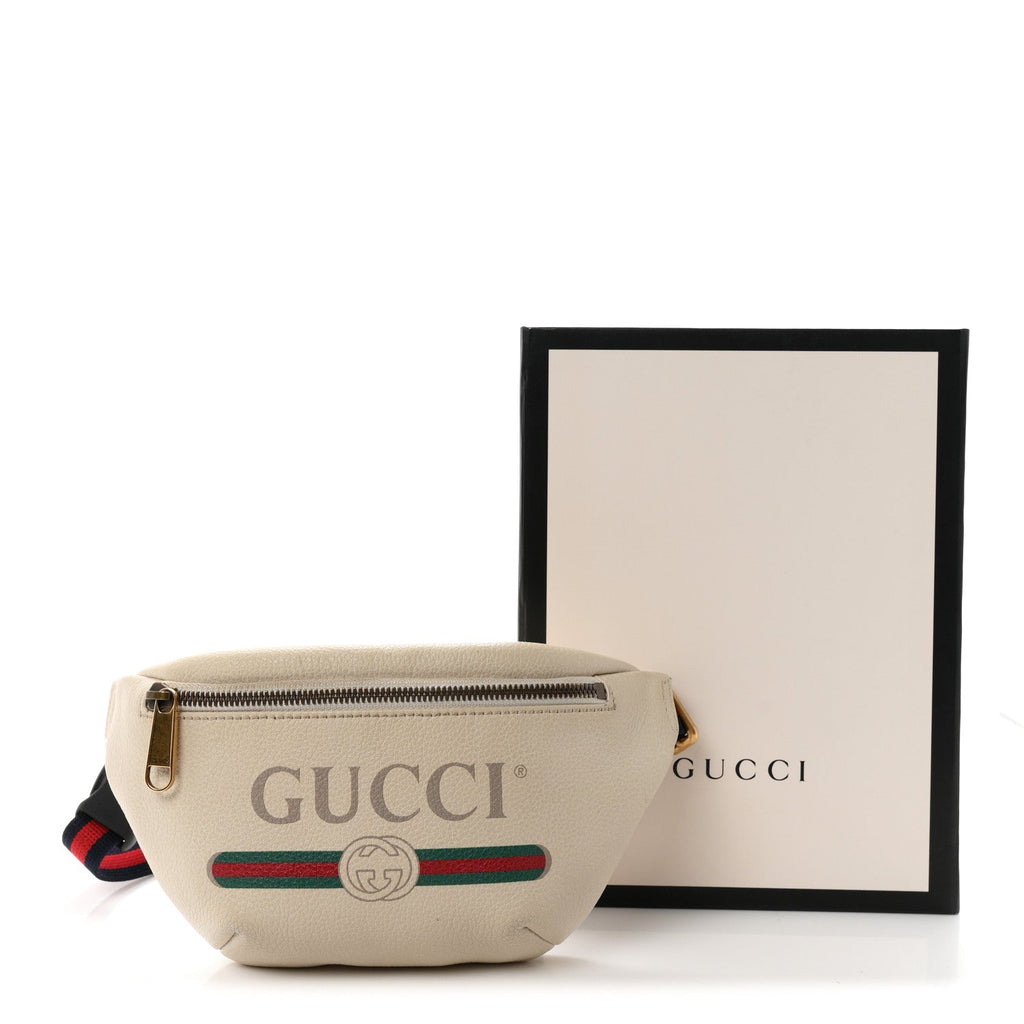 Grained Calfskin Small Logo Belt Bag White