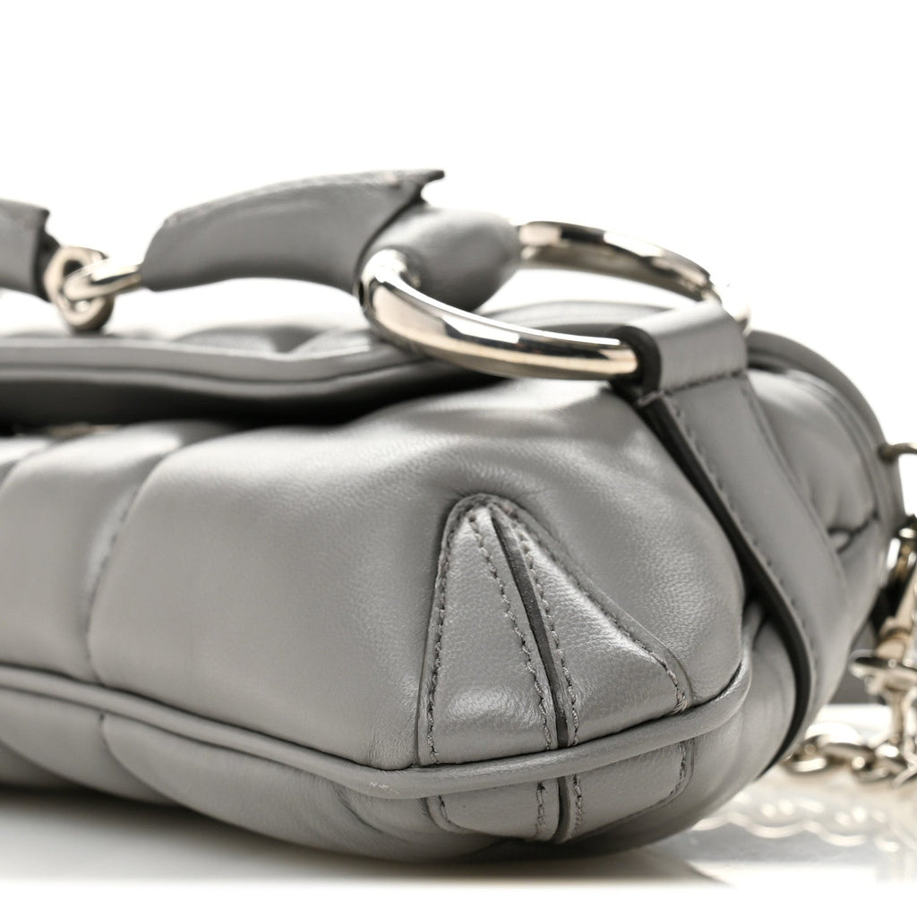 Nappa Vertical Matelasse Small Maxi Horsebit Chain Shoulder Bag Gray