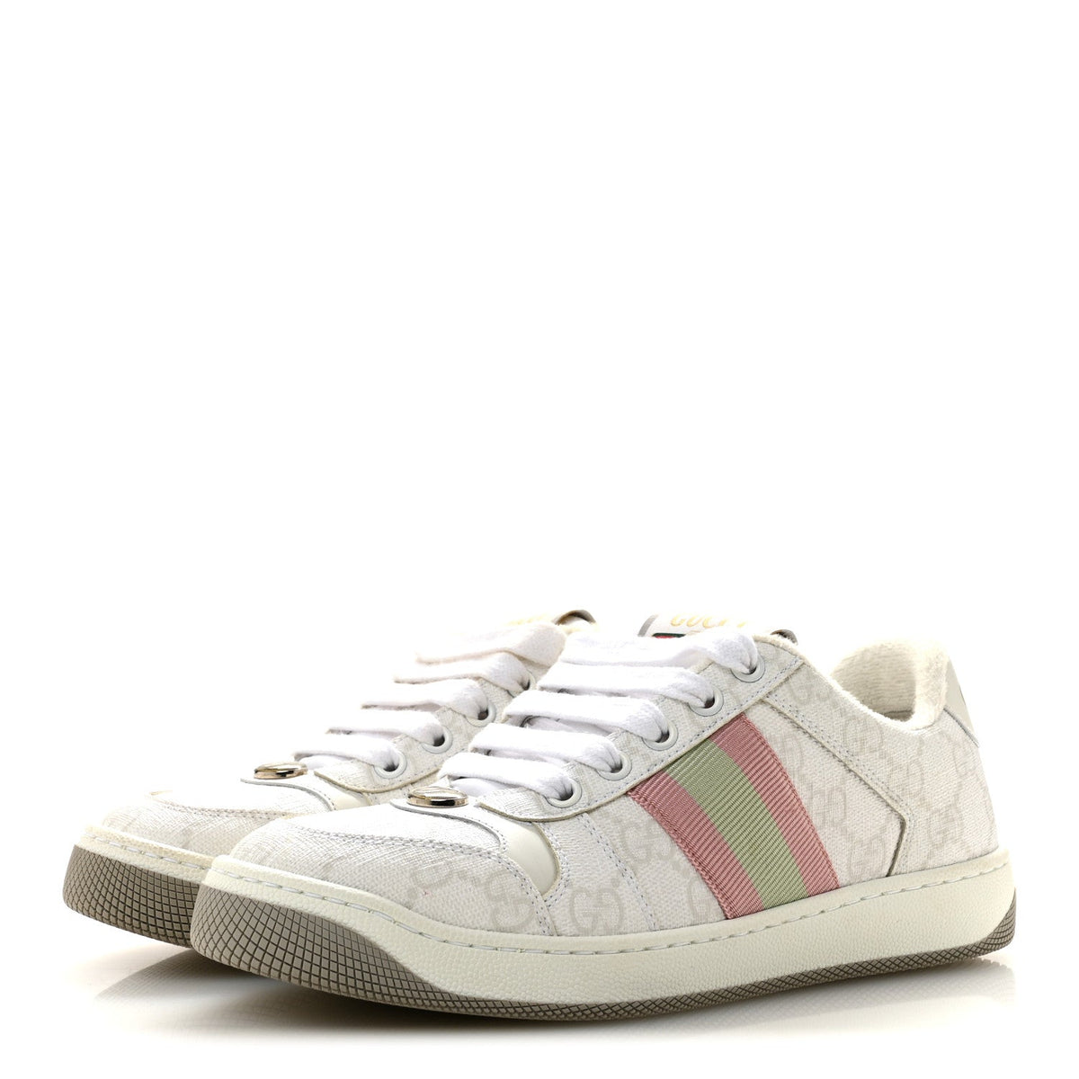 GG Monogram Web Screener Sneakers 35.5 White Grey Pink