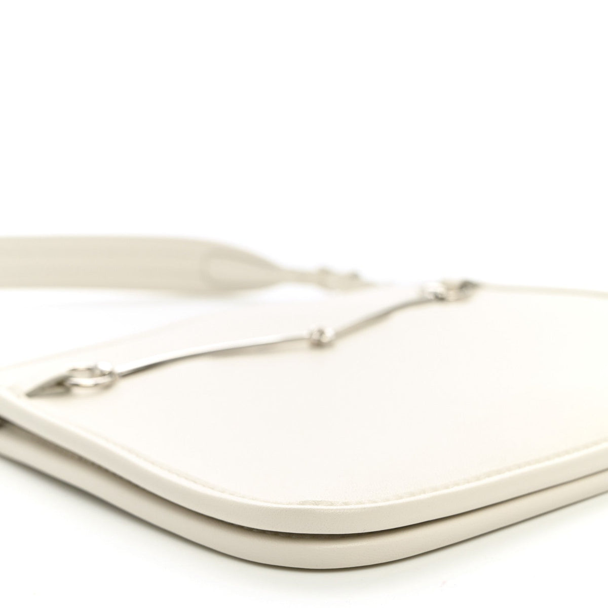 Calfskin Horsebit Slim Shoulder Bag White