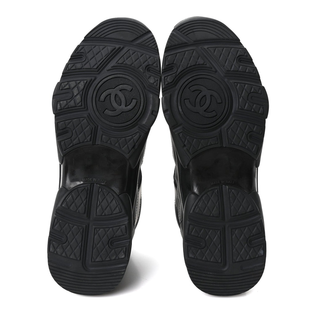 Lambskin Fabric CC Uniform Sneakers 41 Black