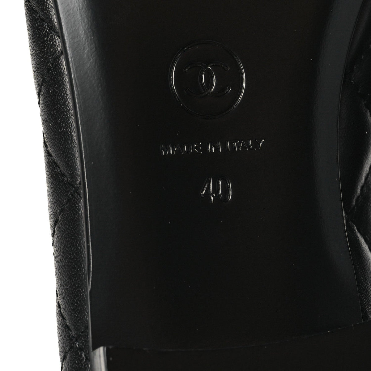 Calfskin Quilted CC Cap Toe Ballerina Flats 40 Black