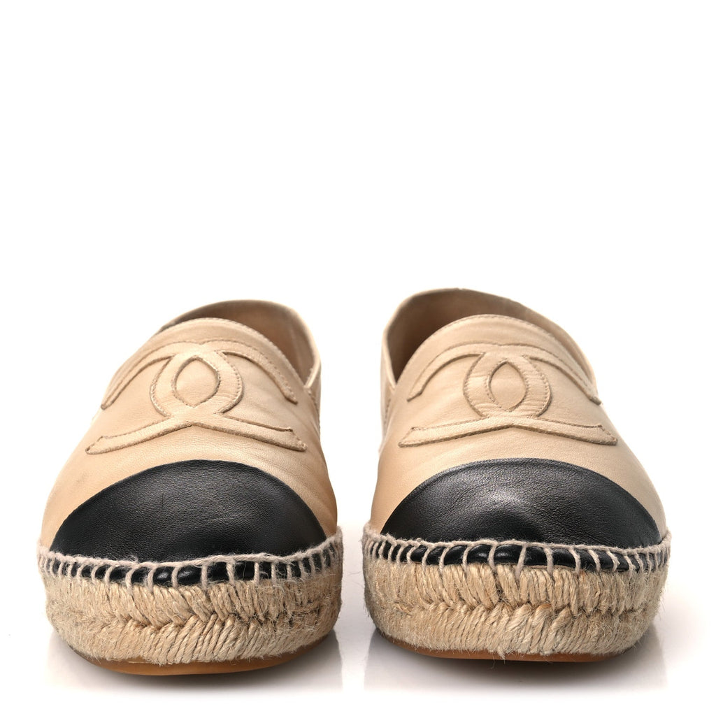 Lambskin CC Espadrilles 40 Beige Black