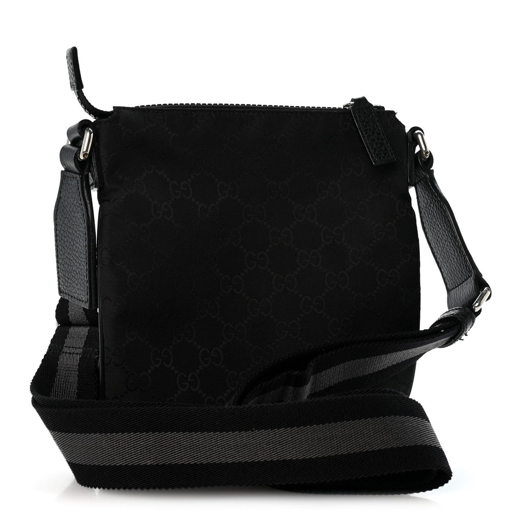 Nylon Monogram Mini Flat Messenger Bag Black