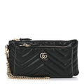 Calfskin Matelasse Small GG Marmont 2.0 Clutch Black