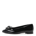Patent Camellia Ballerina Flats  40 Black