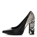 Calfskin Snakeskin Embossed Matchmake Pumps 35 Black White
