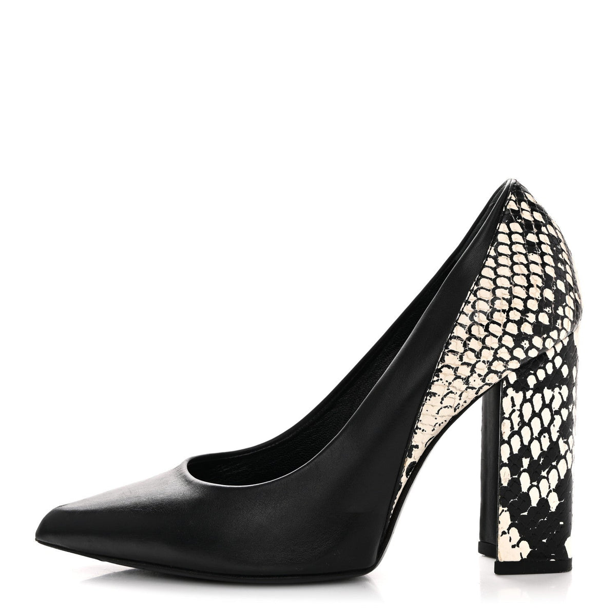 Calfskin Snakeskin Embossed Matchmake Pumps 35 Black White