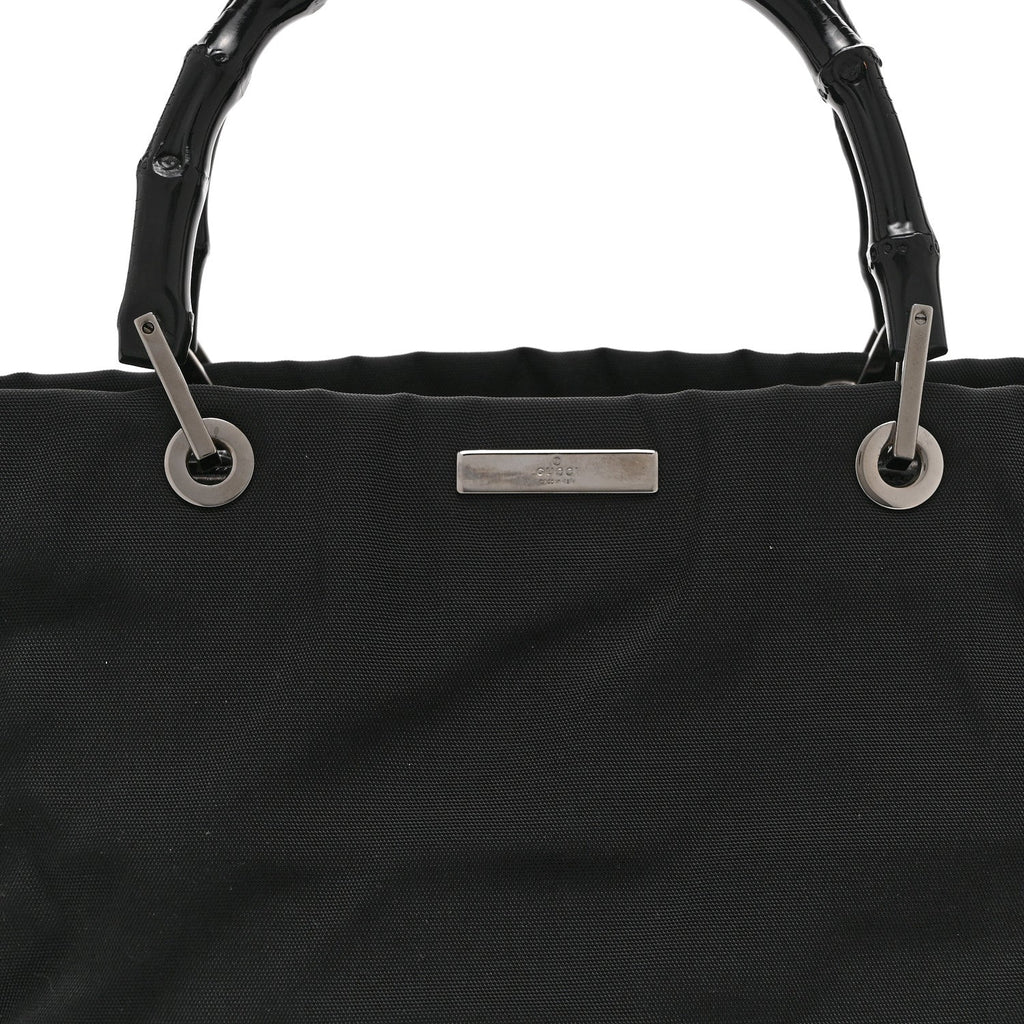 Nylon Bamboo Handle Bag Black