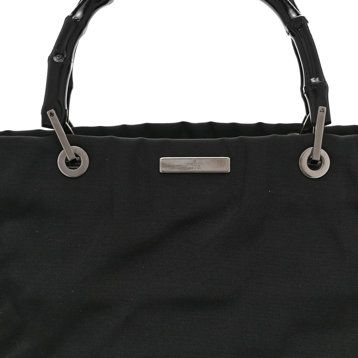 Nylon Bamboo Handle Bag Black