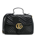 Calfskin Matelasse Small GG Marmont Top Handle Black