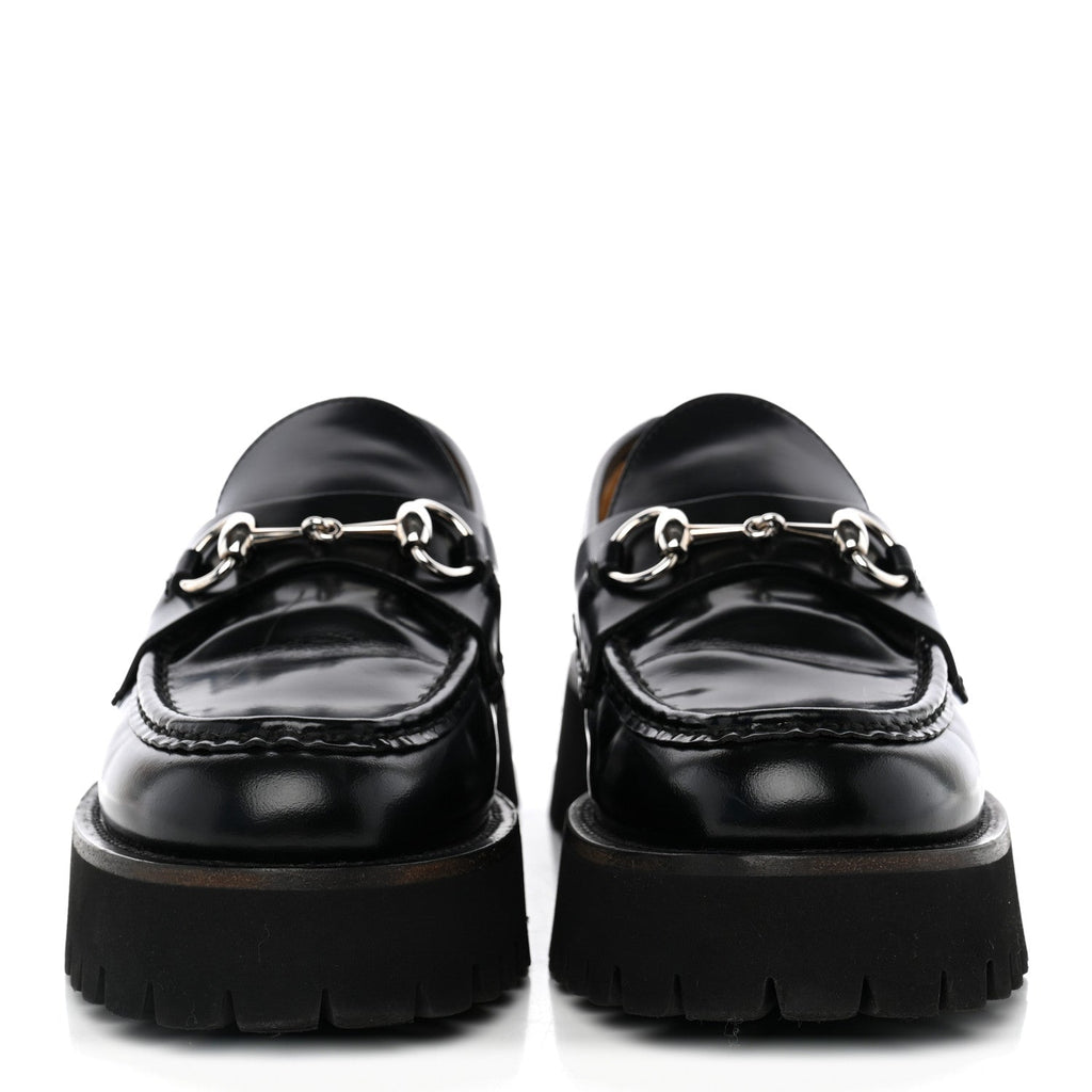 Cordovan Lux Womens Horsebit 45mm Platform Loafers 39 Black