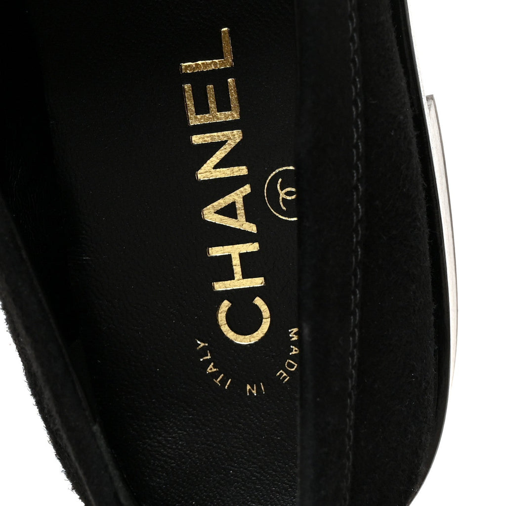 Suede Kidskin Crystal CC Loafers 38 Black