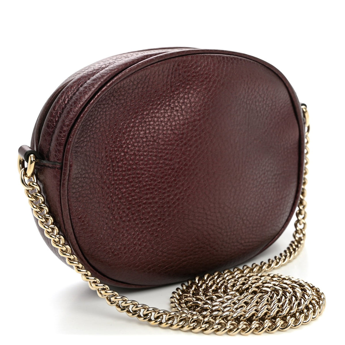Metallic Pebbled Calfskin Mini Soho Chain Bag Purple