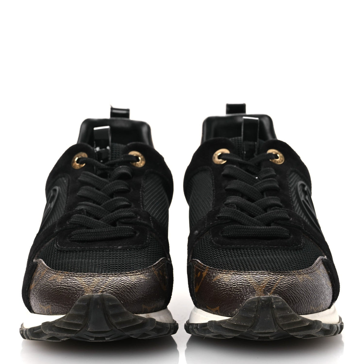 Suede Monogram Run Away Sneakers 36.5 Black