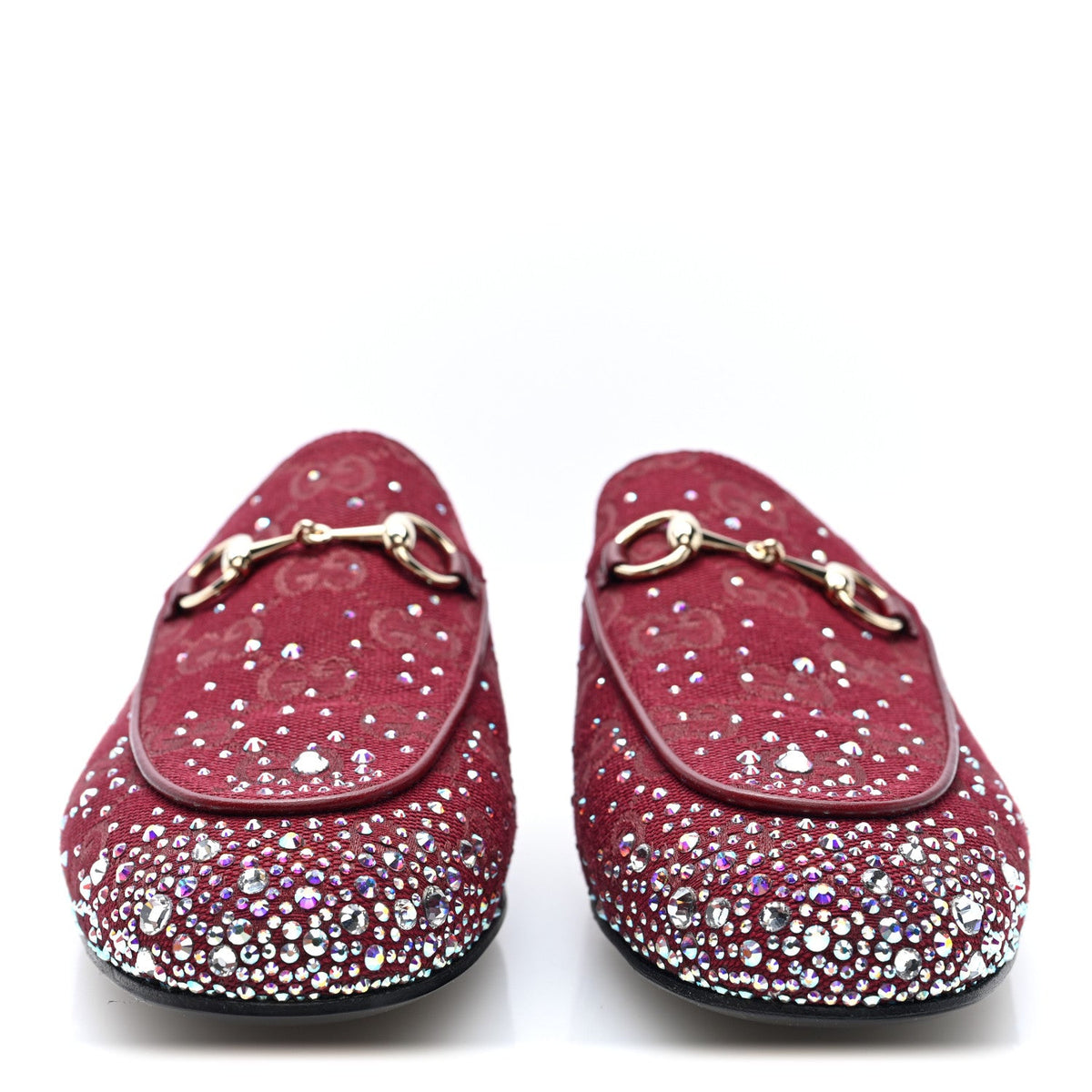 Crystal Canvas GG Monogram Nappa Womens Princetown Slippers 37.5 Rosso Ancora